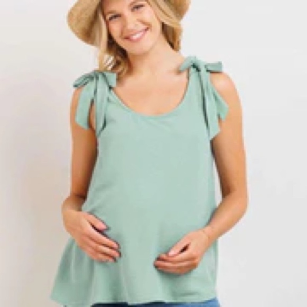 Hello MIZ Teal Tank Top with Tie Straps